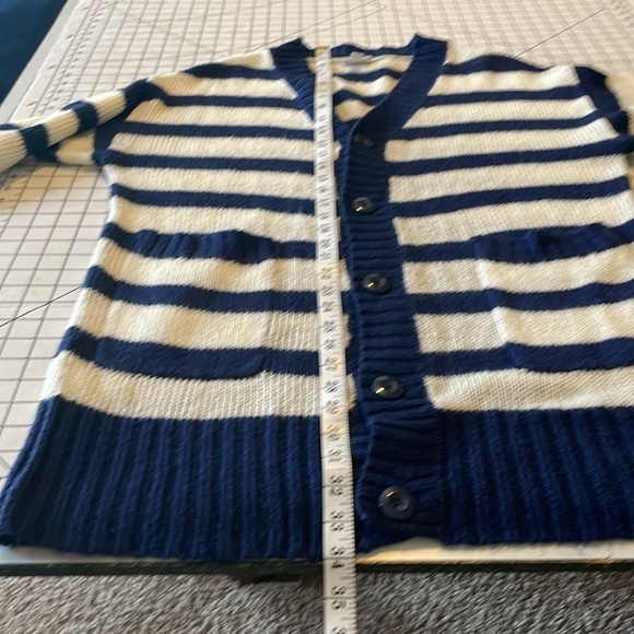 Lularoe lucille cardigan, blue and white striped, oversized fit, medium - Picture 7 of 7